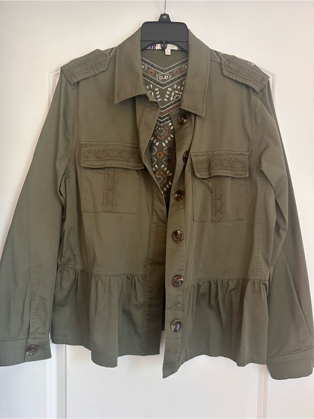 Women's Olive Green Peplum Military Jacket (S4)